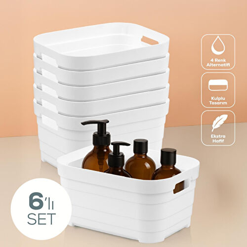 Vienev 6'lı 3,8 Litre Saklama Kutusu Beyaz