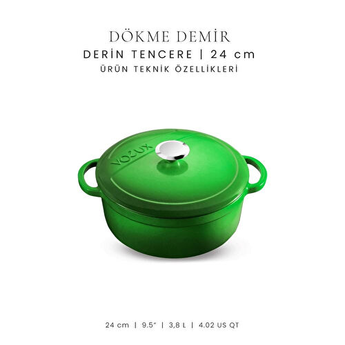 Voeux Kitchenware Forêt Yeşil Derin Döküm Tencere 24 Cm Voeux Kitchenware Forêt Yeşil Derin Döküm Tencere 24 Cm