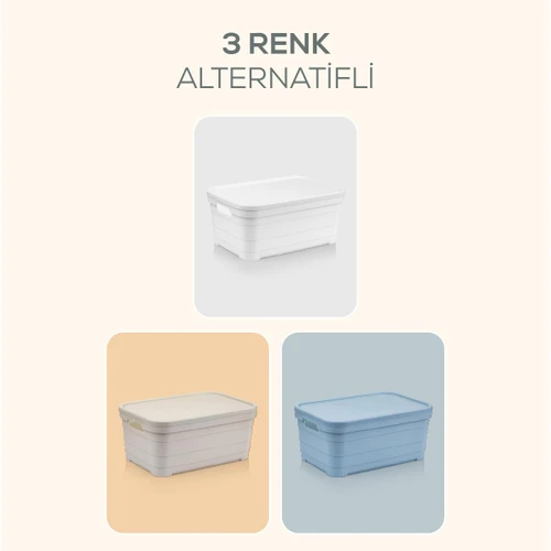 Vienev 4'lü Kapaklı 5 Litre Saklama Kutusu Beyaz