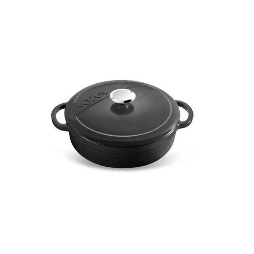 Voeux Kitchenware Elegance Siyah Sığ Döküm Tencere 28 Cm