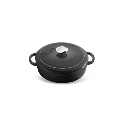 Voeux Kitchenware Elegance Siyah Sığ Döküm Tencere 24 Cm