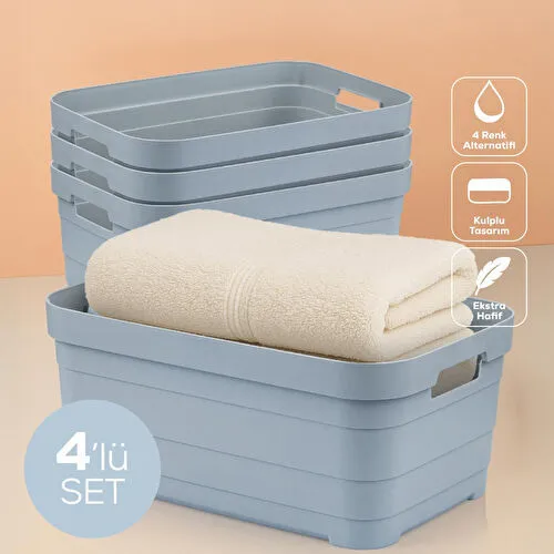 Vienev 4'lü 10,8 Litre Saklama Kutusu Mavi