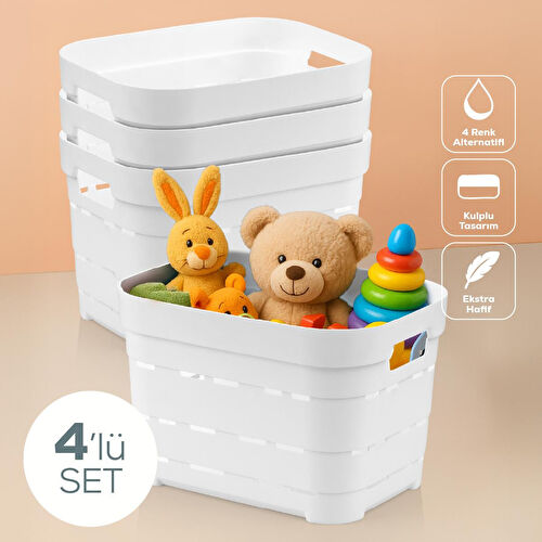 Vienev 4'lü 5 Litre Delikli Saklama Kutusu Beyaz