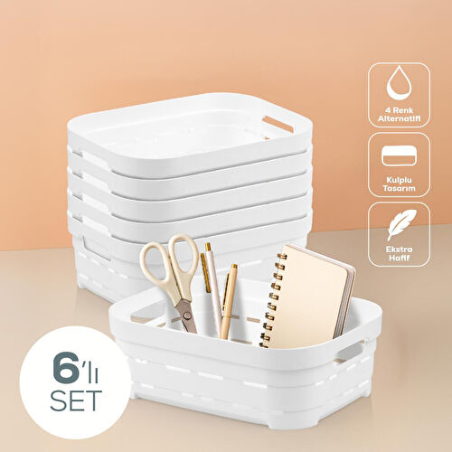 Vienev 6'lı 2,8 Litre Delikli Saklama Kutusu Beyaz