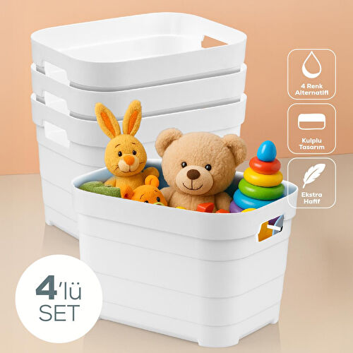 Vienev 4'lü 5 Litre Saklama Kutusu Beyaz