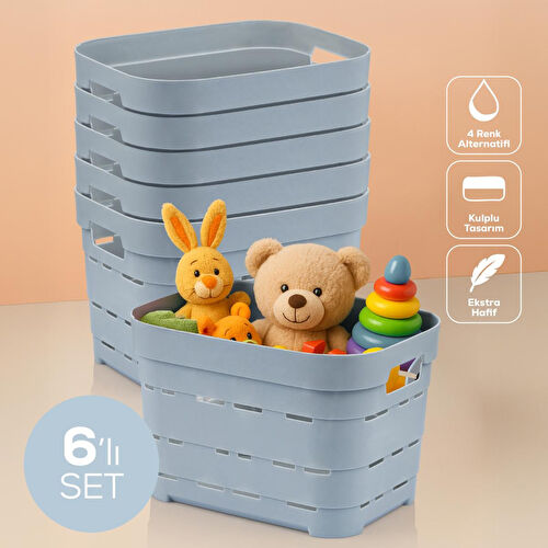 Vienev 6'lı 5 Litre Delikli Saklama Kutusu Mavi