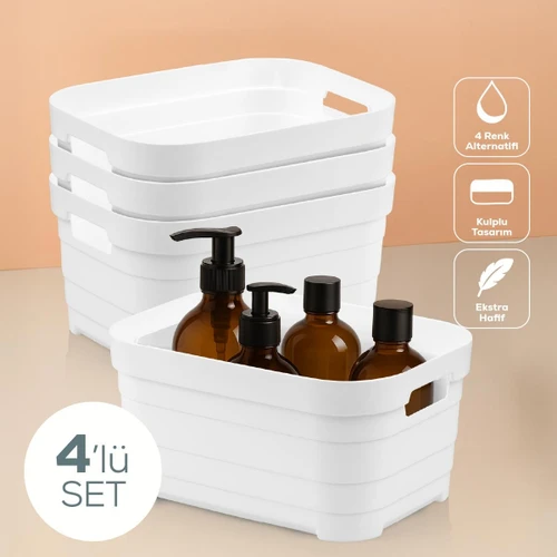 Vienev 4'lü 3,8 Litre Saklama Kutusu Beyaz