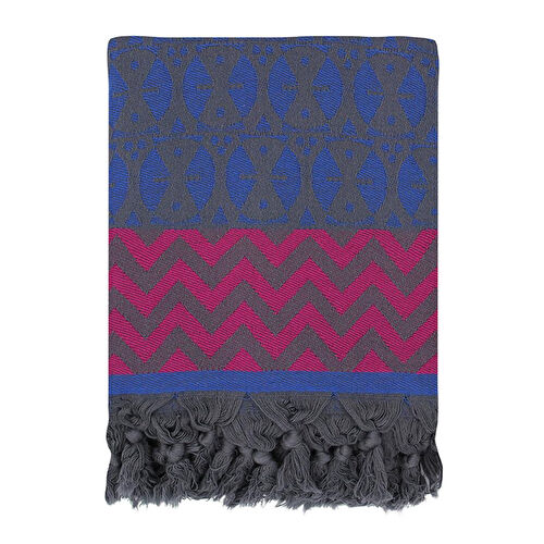 3rd Culture Mavi Antrasit Adinkra Peshtemal