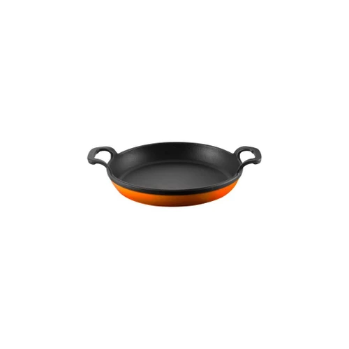 Voeux Kitchenware Amusant Turuncu Yuvarlak Döküm Sahan Ve Ahşap Nihale 22 Cm