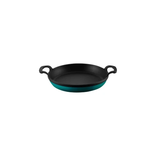 Voeux Kitchenware Profond Turkuaz Yuvarlak Döküm Sahan Ve Ahşap Nihale 22 Cm