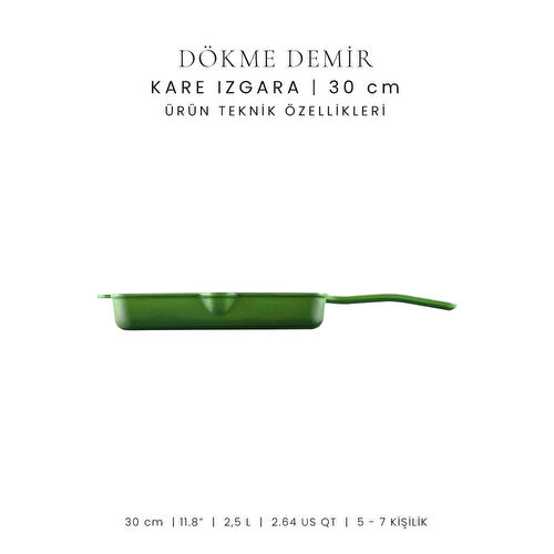 Voeux Kitchenware Forêt Yeşil Döküm Kare Izgara Tava 30 Cm