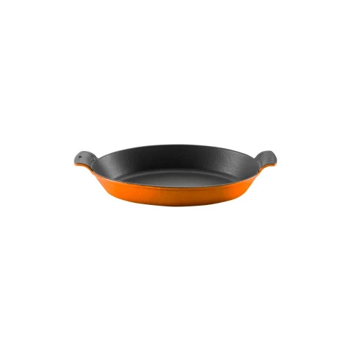 Voeux Kitchenware Amusant Turuncu Oval Döküm Sahan Ve Ahşap Nihale 20 Cm