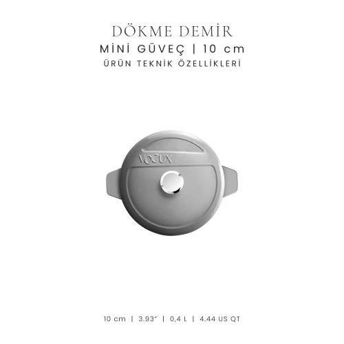 Voeux Kitchenware Gracieuse Gri Döküm Mini Güveç 10 Cm