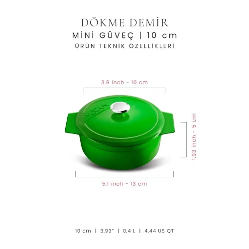 Voeux Kitchenware Forêt Yeşil Döküm Mini Güveç 10 Cm