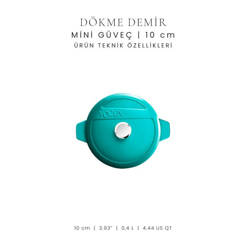 Voeux Kitchenware Profond Turkuaz Döküm Mini Güveç 10 Cm