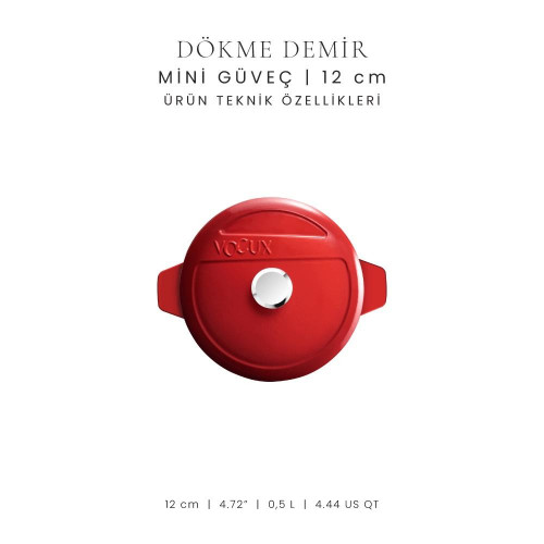 Voeux Kitchenware L'amour Kırmızı Döküm Mini Güveç 12 Cm