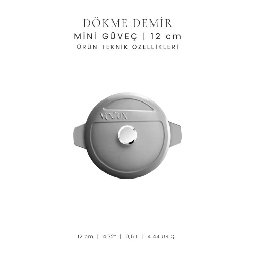 Voeux Kitchenware Gracieuse Gri Döküm Mini Güveç 12 Cm