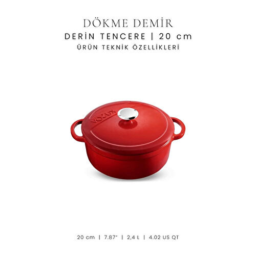 Voeux Kitchenware L'amour Kırmızı Derin Döküm Tencere 20 Cm Voeux Kitchenware L'amour Kırmızı Derin Döküm Tencere 20 Cm