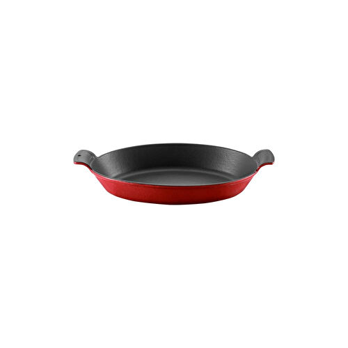 Voeux Kitchenware L'amour Kırmızı Oval Döküm Sahan Ve Ahşap Nihale 20 Cm