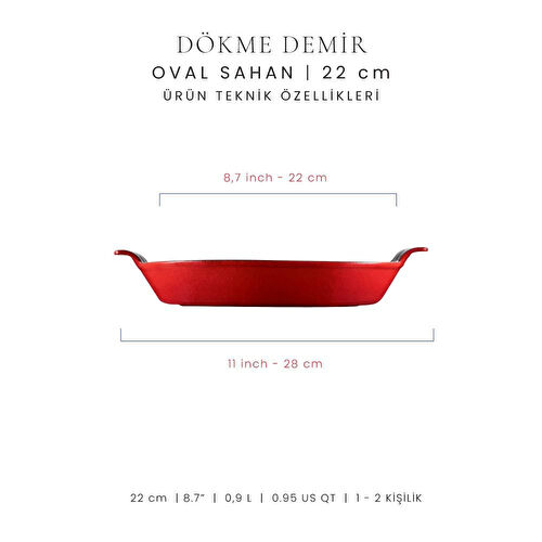 Voeux Kitchenware L'amour Kırmızı Oval Döküm Sahan Ve Ahşap Nihale 20 Cm Voeux Kitchenware L'amour Kırmızı Oval Döküm Sahan Ve Ahşap Nihale 20 Cm