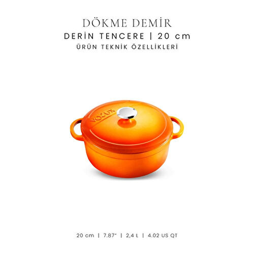 Voeux Kitchenware Amusant Turuncu Derin Döküm Tencere 20 Cm Voeux Kitchenware Amusant Turuncu Derin Döküm Tencere 20 Cm