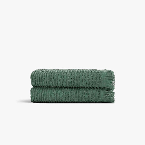 Green Black Anisa 2'li El Yüz Havlusu %100 Pamuk Penye Jakarlı Yeşil 50x90 Cm