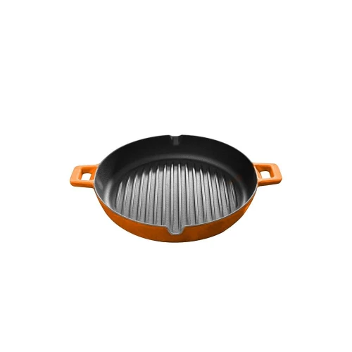Voeux Kitchenware Amusant Turuncu Döküm Yuvarlak Izgara Tava 30 Cm