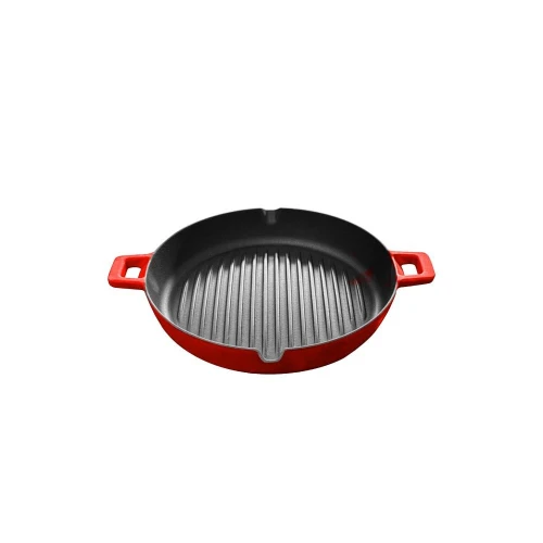 Voeux Kitchenware L'amour Kırmızı Döküm Yuvarlak Izgara Tava 30 Cm