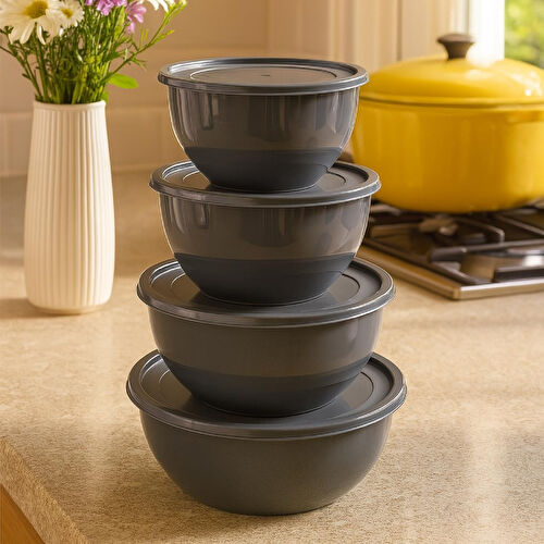 Vienev 4’lü Yuvarlak Saklama Kabı Seti ( 1l - 1,5l - 2,3l - 3,3l ) Antrasit Vienev 4’lü Yuvarlak Saklama Kabı Seti ( 1l - 1,5l - 2,3l - 3,3l ) Antrasit