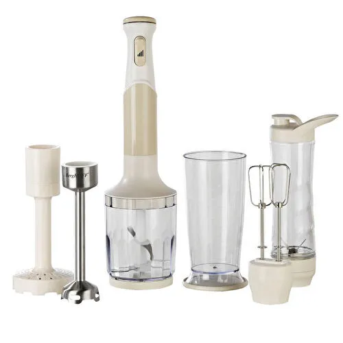 Berghoff Gem Retro 1200 W El Blender Seti – 800 ml Hazne, 5 Parça Aksesuar, Metal Konektör | Vanilya Krem