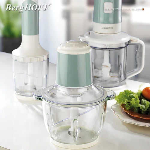 Berghoff Gem Retro 400 W Elektrikli Doğrayıcı – 2 L Cam Hazne, Bakır AC Motor | Mint Yeşil
