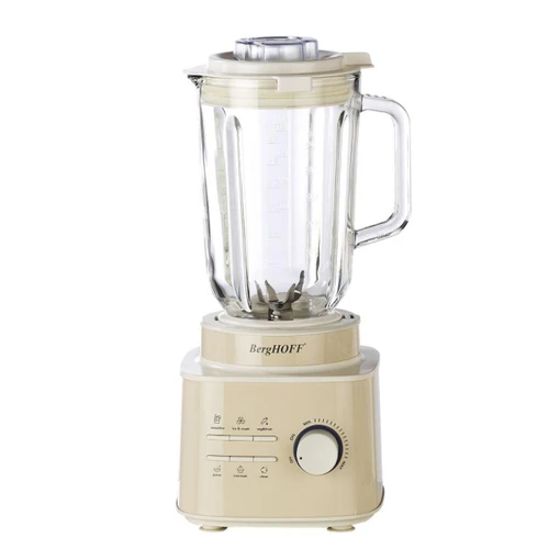 Berghoff Gem Retro 1500 W Masaüstü Blender – 1,5 L Cam Hazne, Titanyum Bıçak, Bakır AC Motor | Krem