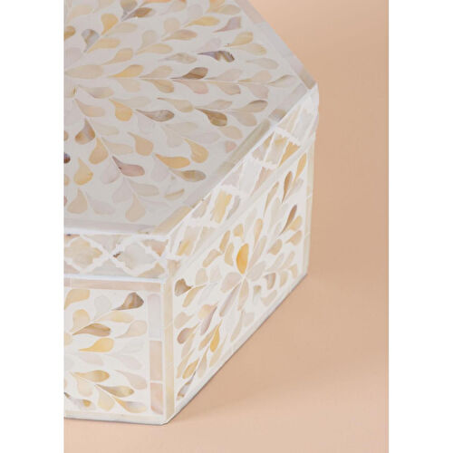 The Mia Sedef Altıgen Kutu 24x21x12 Cm Tlc0076