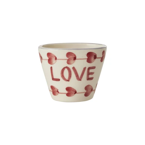 Rice El Yapımı Oval Seramik Espresso Kupa - Love
