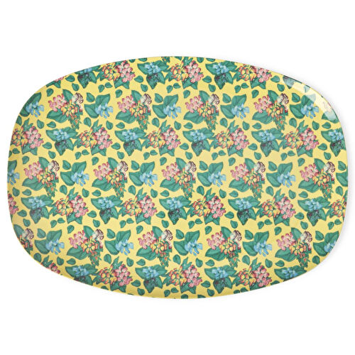 Rice Melamin Dikdörtgen Tabak - Sarı Çiçek