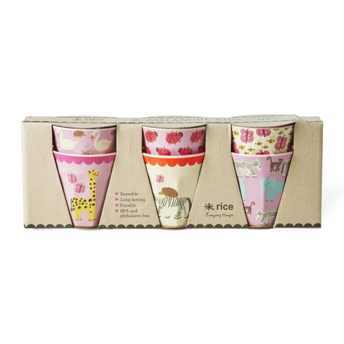 Rice Melamin Küçük Bardak Seti - Pembe Vahşi Yaşam