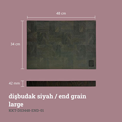 Kaf Ahşap Kesme Tahtası Dişbudak Siyah (End Grain) - L