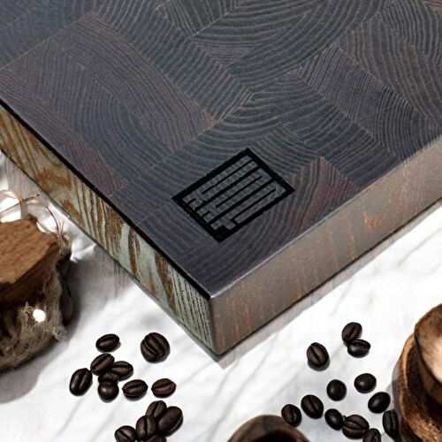 Kaf Ahşap Kesme Tahtası Dişbudak Siyah (End Grain) - L