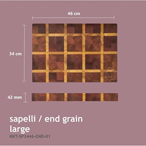 Kaf Ahşap Kesme Tahtası Sapelli (End Grain) - L