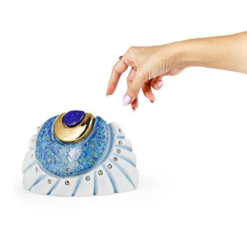 Coho Objet Coho Art Bereket Altın Gözlü Seramik Masaüstü El Yapımı Dekortif Heykel