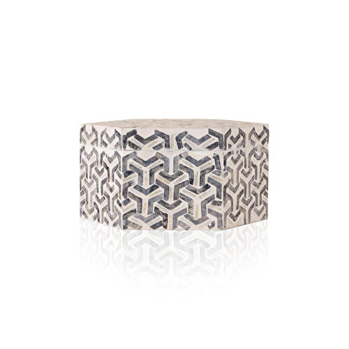 The Mia Sedef Altıgen Kutu 28x24x14 Cm Tlc0091