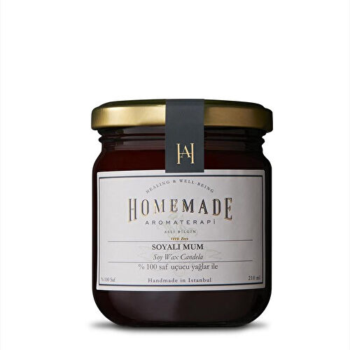 Homemade Aromaterapi Tarçın Portakal Karanfil Soyalı Mum-Amber-210 Ml