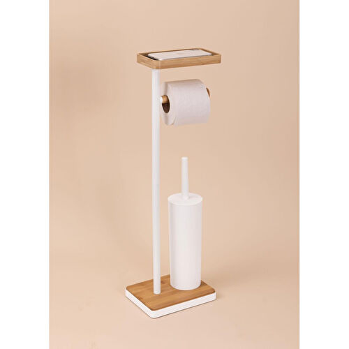 The Mia Tepsili Ve Fırçalı Tuvalet Kağıdı Standı Beyaz 760