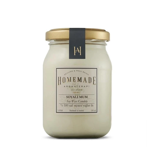 Homemade Aromaterapi Tarçın Portakal Karanfil Soyalı Mum-orta-190ml