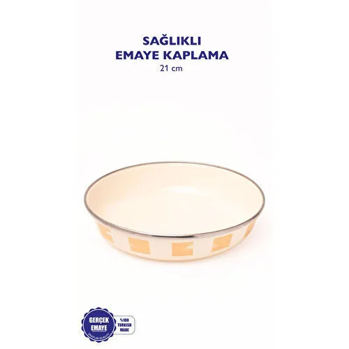 Emaylab Beige Emaye Bowl Tabağı - Bowl Kase - Salata Kasesi - Sunum Kasesi 21cm