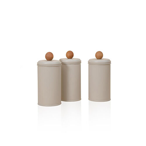 The Mia Stripe Çay Kahve Şeker Kavanozu Bej 1,20 Lt