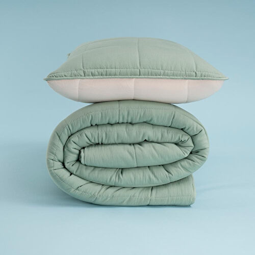 Othello Kullanımı Kolay Tek Kişilik Yastık Alezi Ve Yorgan Seti 170x230 Cm Yeşil - Egeo Life Serisi Othello Kullanımı Kolay Tek Kişilik Yastık Alezi Ve Yorgan Seti 170x230 Cm Yeşil - Egeo Life Serisi