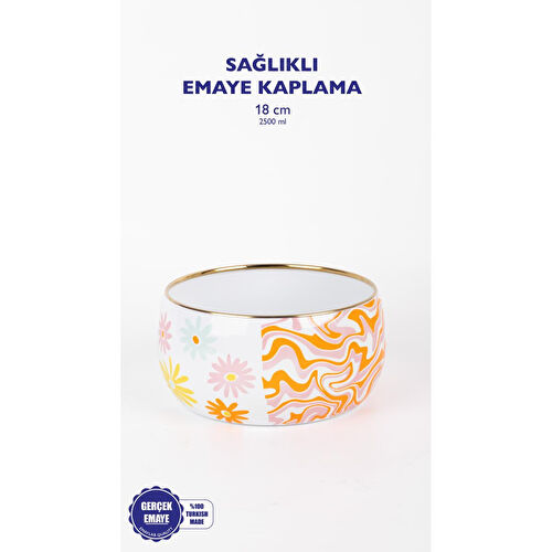 Emaylab Retro Hippi Dekoratif Emaye Salata Ve Sunum Kasesi