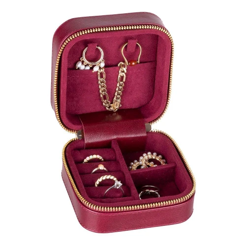 Bloominbag Amanda Velvet Burgundy Bloom Deri & Kadife Takı Çantası