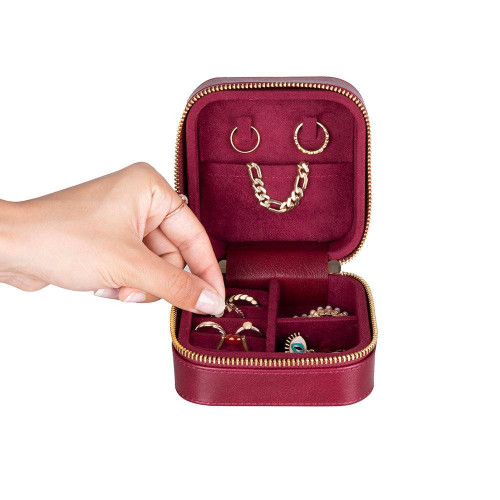 Bloominbag Amanda Velvet Burgundy Bloom Deri & Kadife Takı Çantası